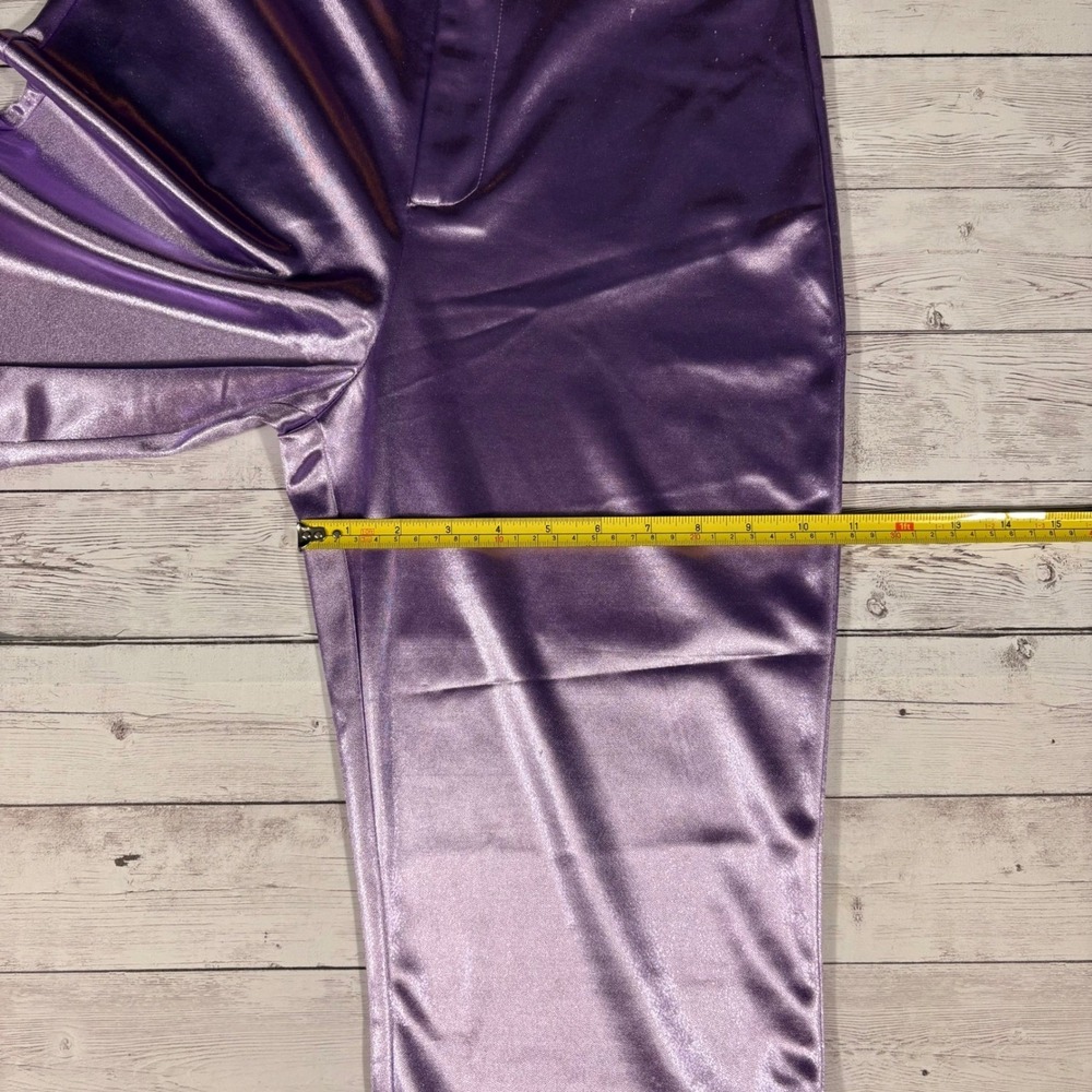 Princess Polly Purple Metallic Flare Pants Rave Festival Y2K Shimmer US 8 - Picture 10 of 13